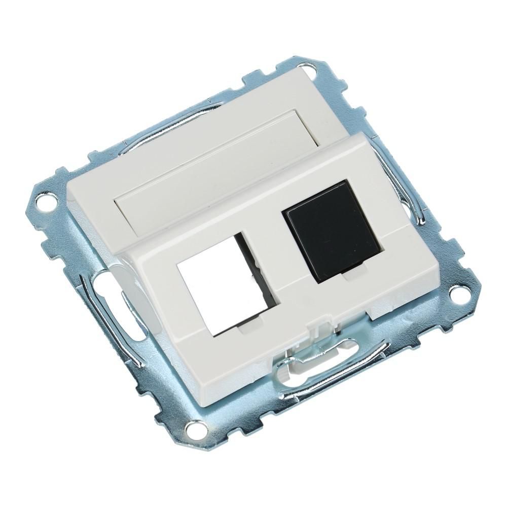 Centraalplaat met frame 2xRJ45 SYSTEEM-M 9010 Keystone