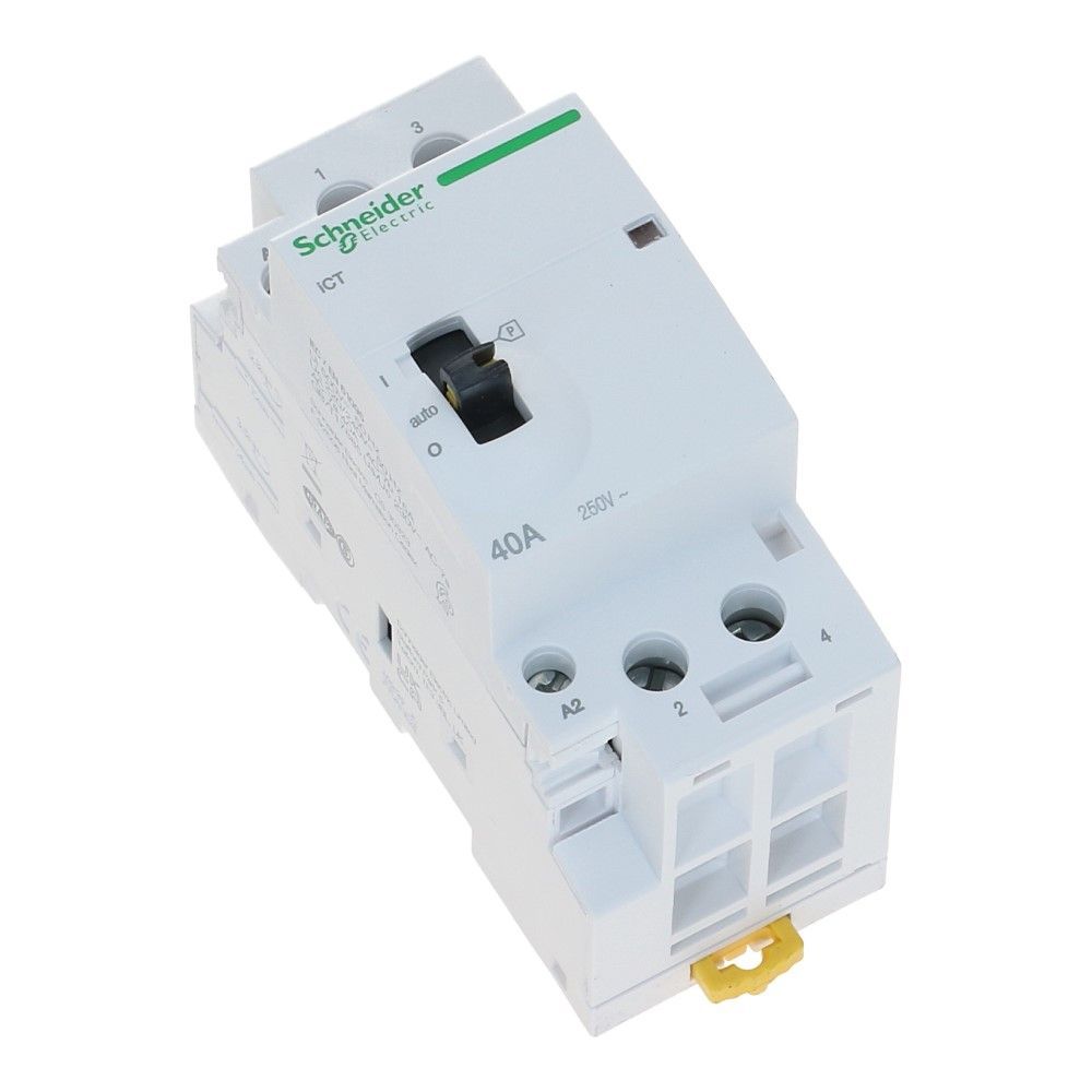 2 polig Installatierelais handbediend 40A 230VAC 2 NO iCT