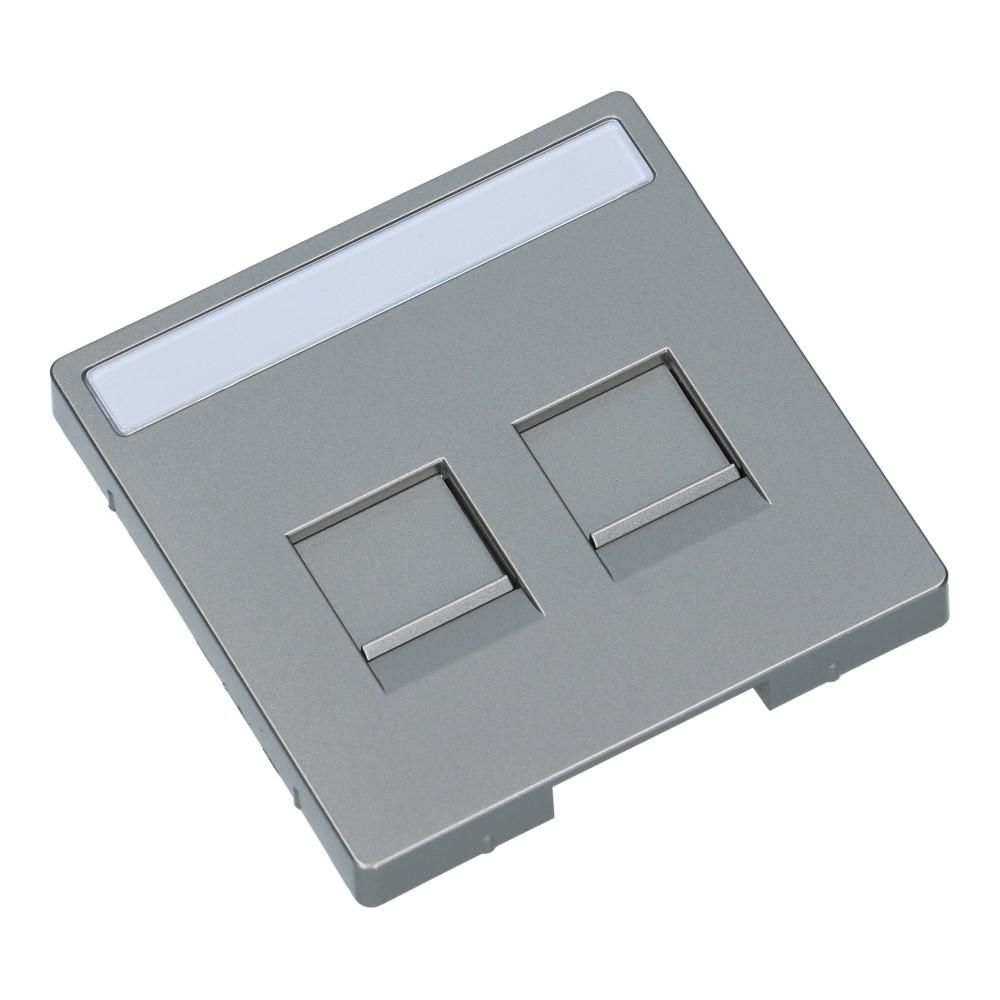 Centraalplaat 2xRJ45 SYSTEEM-D RVS look zonder frame tekst