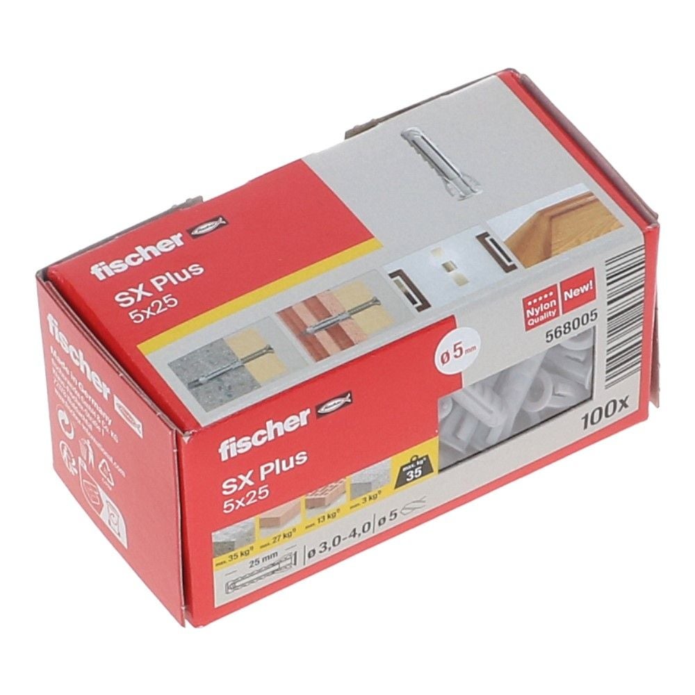 Nylon plug SX Plus met rand 5x25mm - 100stuks