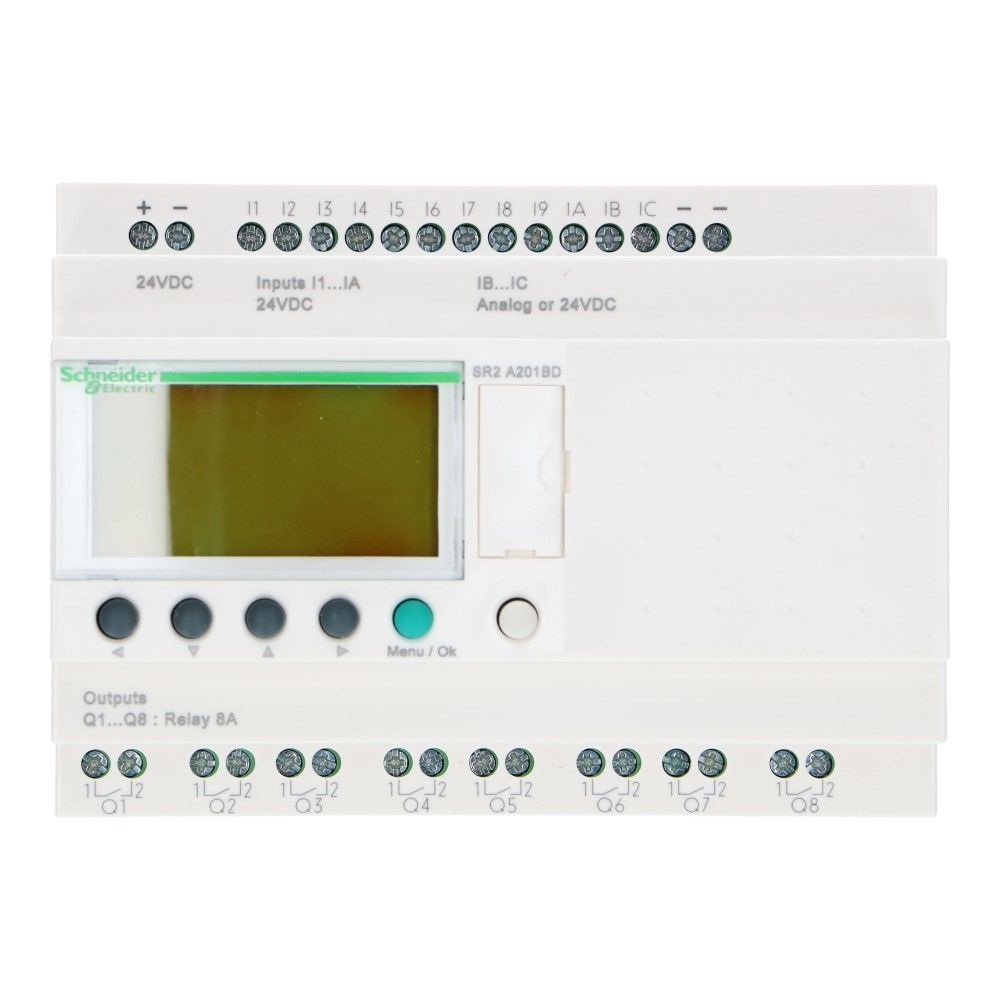 Zelio PLC zonder klok 20I-O 12in 8uit met scherm 24VDC