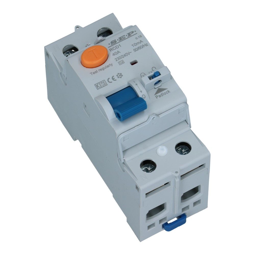 Aardlekschakelaar HI 40A 2 polig 100mA Type A[G] 10kA RCD1