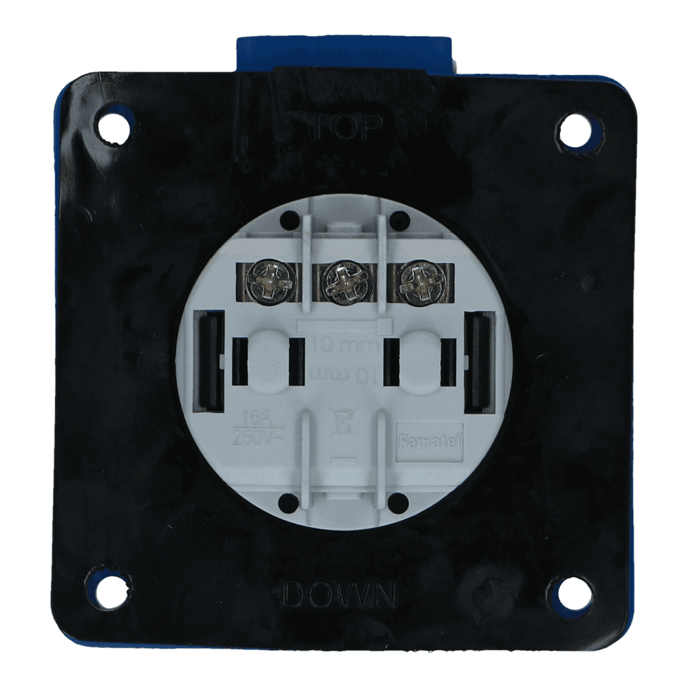 CEE schuko 3 polig 16A IP68 220-240VAC (75x75mm)