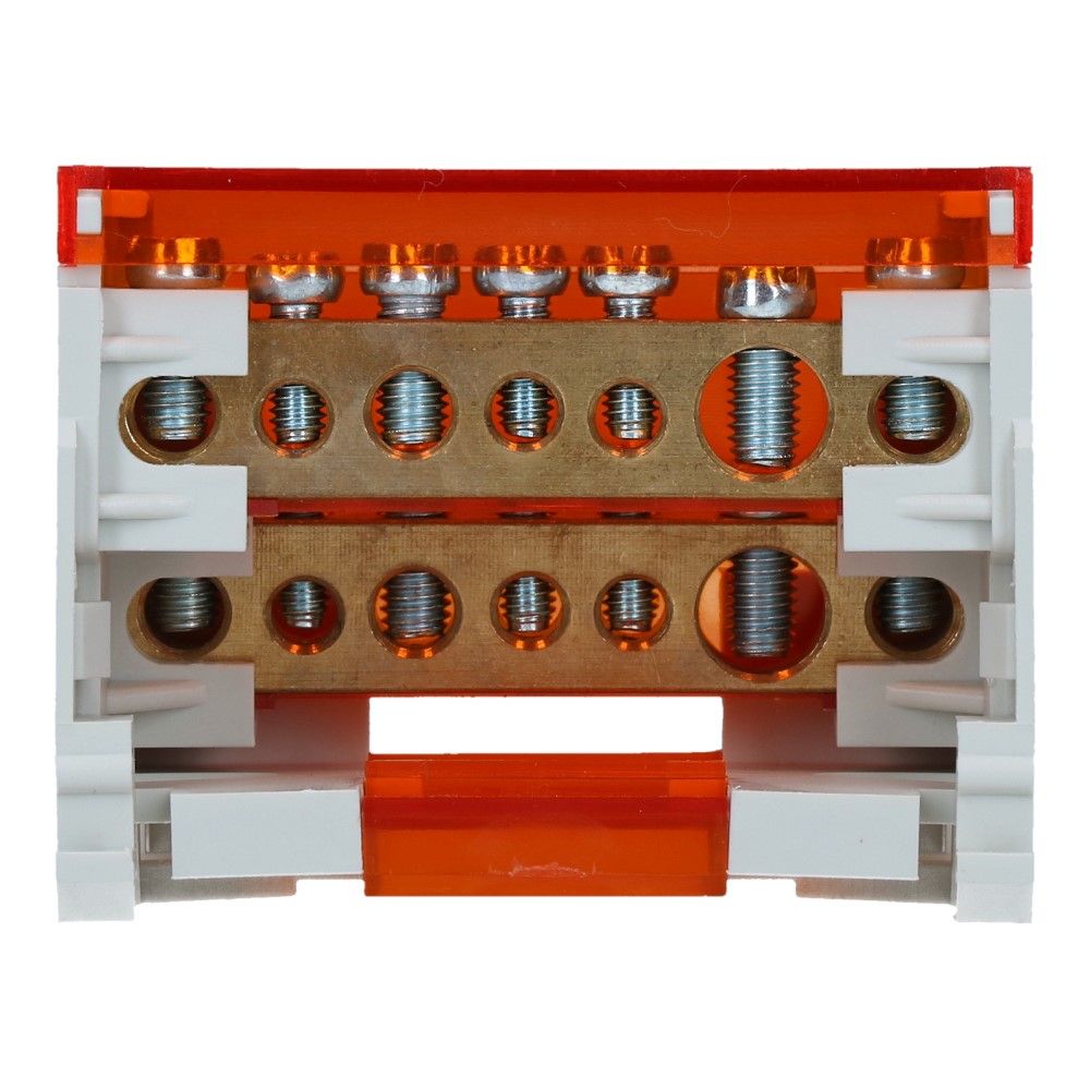 Verdeelblok BVT 100A 2 rijen 7 aansluitingen 500V AC/DC