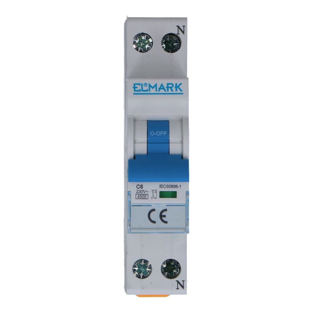 Installatieautomaat 1 polig + nul 6A karakteristiek C