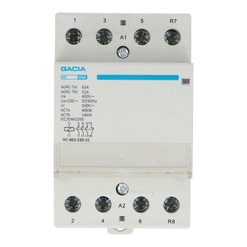 4 polig 1 NC + 3 NO 63A Installatierelais