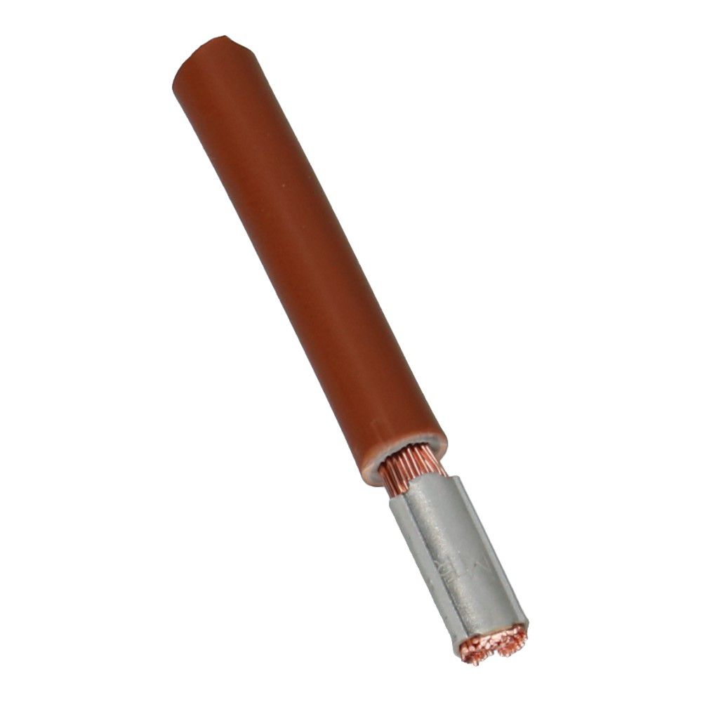 Montagedraad met vertind huls bruin 6mm² 570mm halogeenvrij 90°C 