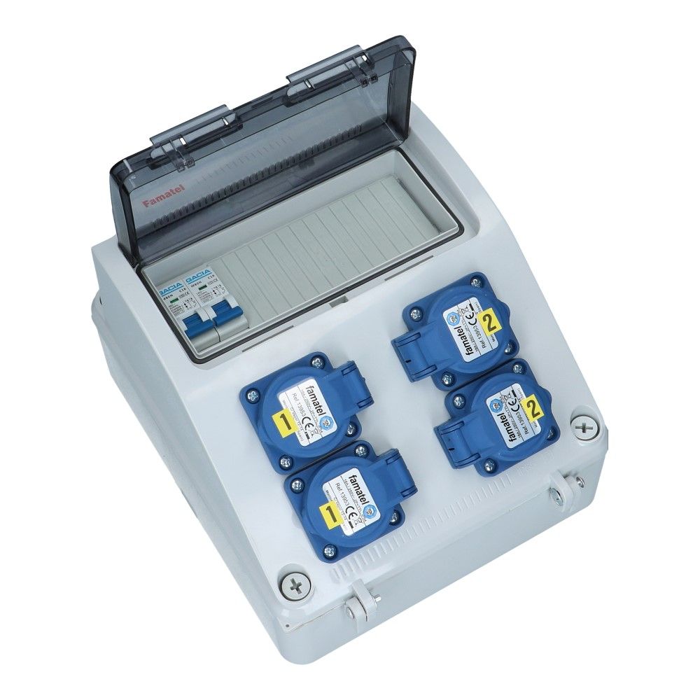 Wandverdeelkast IP54 beveiligd: 4x schuko per 2