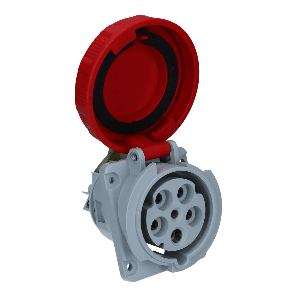 CEE female 5 polig 6H 63A IP67 inbouw wcd 380-415VAC schuin