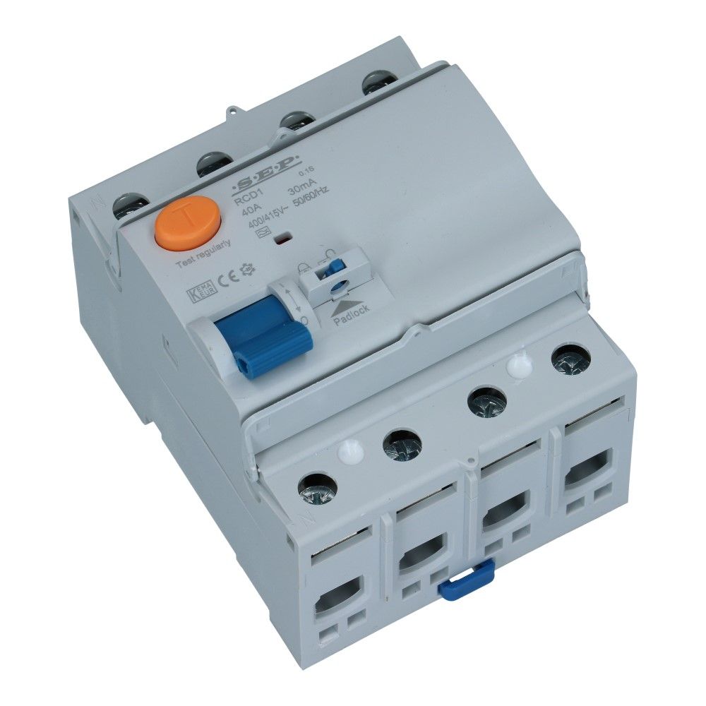 Aardlekschakelaar HI 40A 4 polig 30mA Type A[G] 10kA RCD1