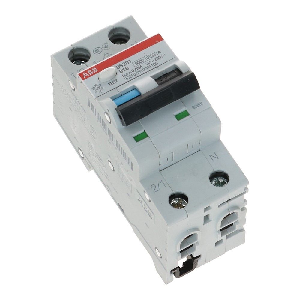 ABB Aardlekautomaat B16 1 polig + nul 30mA 6kA DS201