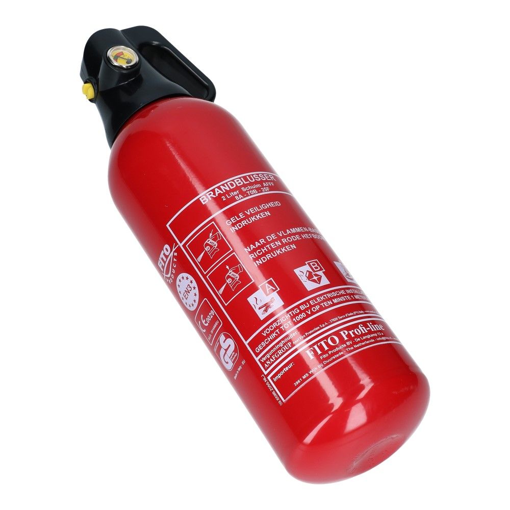 Schuimblusser aluminium cylinder met manometer klasse A B F incl muurbeugel 2 ltr