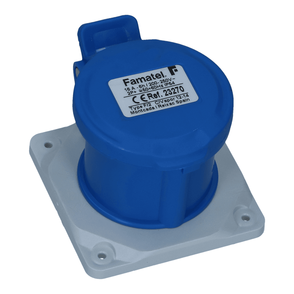 CEE female 3 polig 6H 16A IP54 inbouw wcd 220-240VAC recht