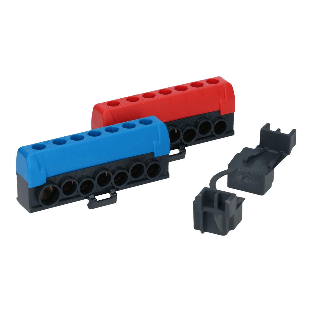 Geïsoleerde klem blauw en rood met 7 aansluitingen PrismaSeT XS