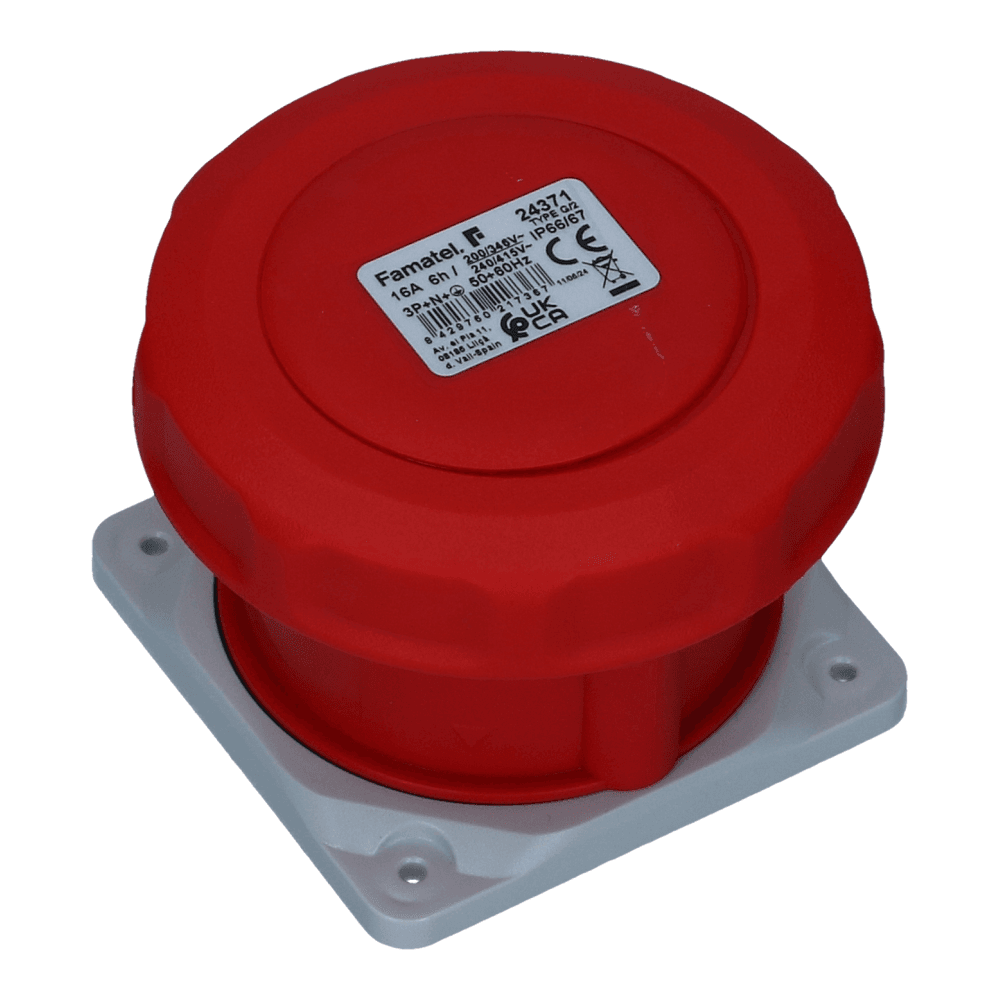 CEE female 5 polig 6H 16A IP67 inbouw wcd 380-415VAC recht