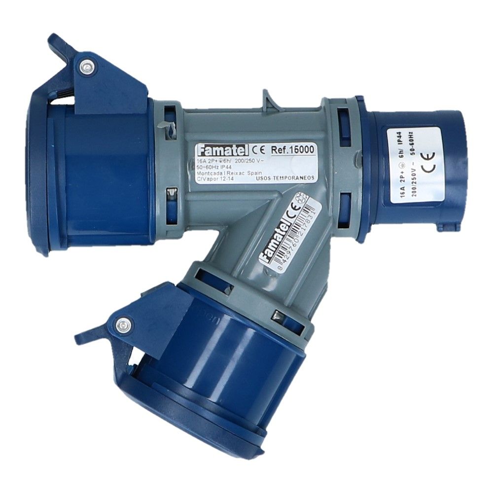 2 weg splitter 1x CEE naar 2xCEE 1p+n+e 16A
