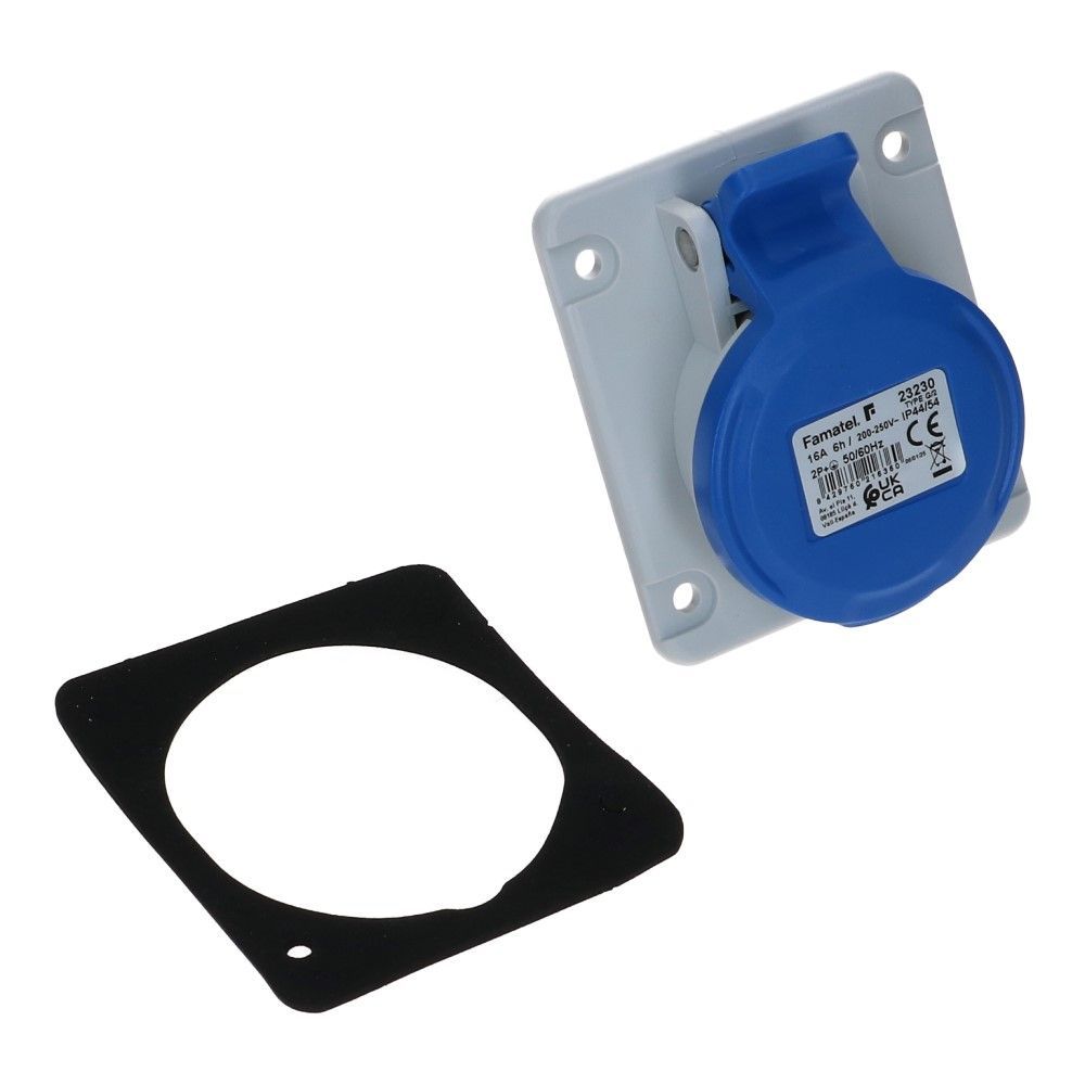 CEE female 3 polig 6H 16A IP54 inbouw wcd 220-240VAC