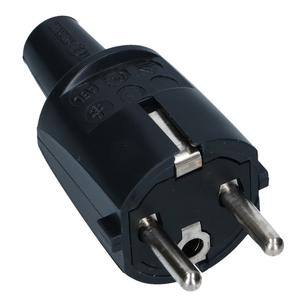 Stekker PVC zwart met pen-aarde
