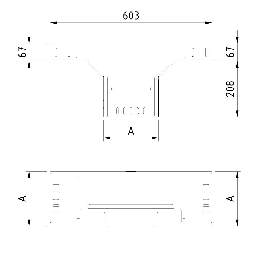 Kabelgoot aftakstuk verticaal naar kabelgoot 300x60mm Sendzimir verzinkt