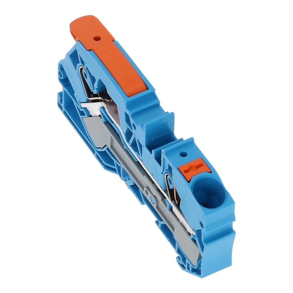 WAGO montageklem hendel en drukknop 10mm² blauw