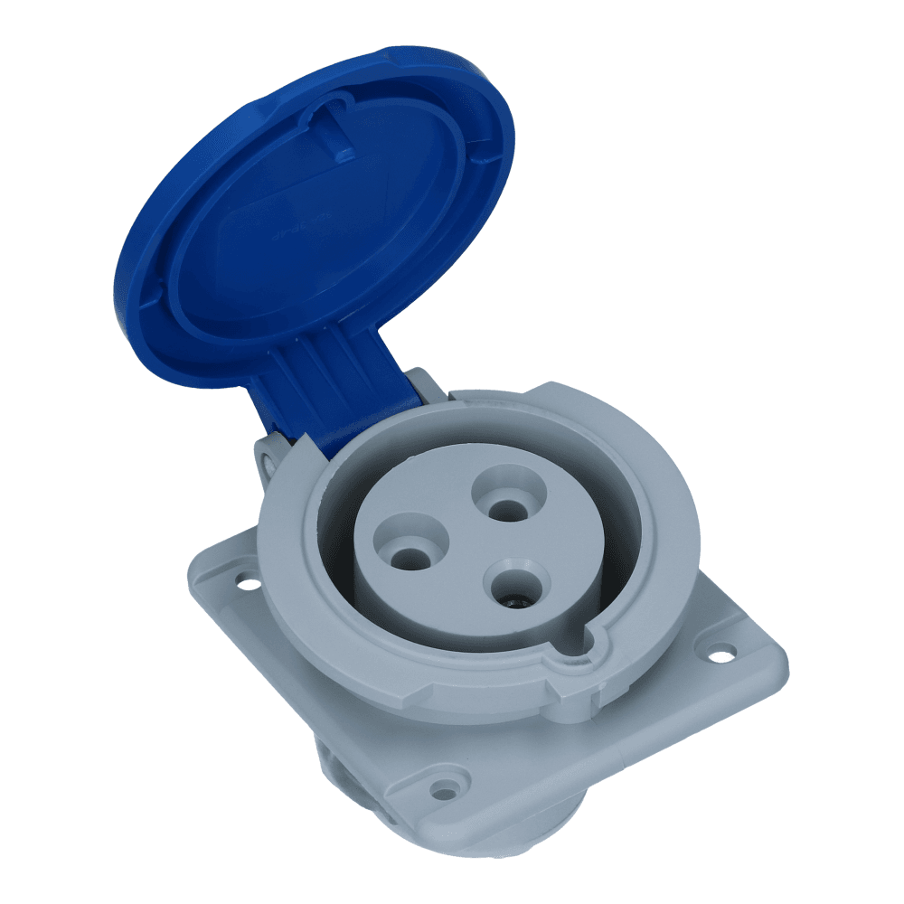 CEE female 3 polig 6H 32A IP54 inbouw wcd 220-240VAC