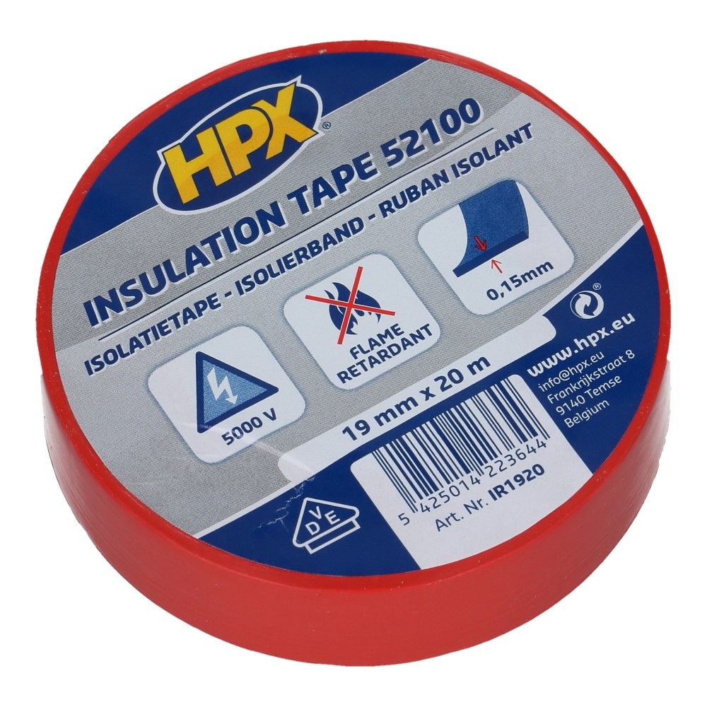 Rood PVC isolatietape 19mm - 20 meter