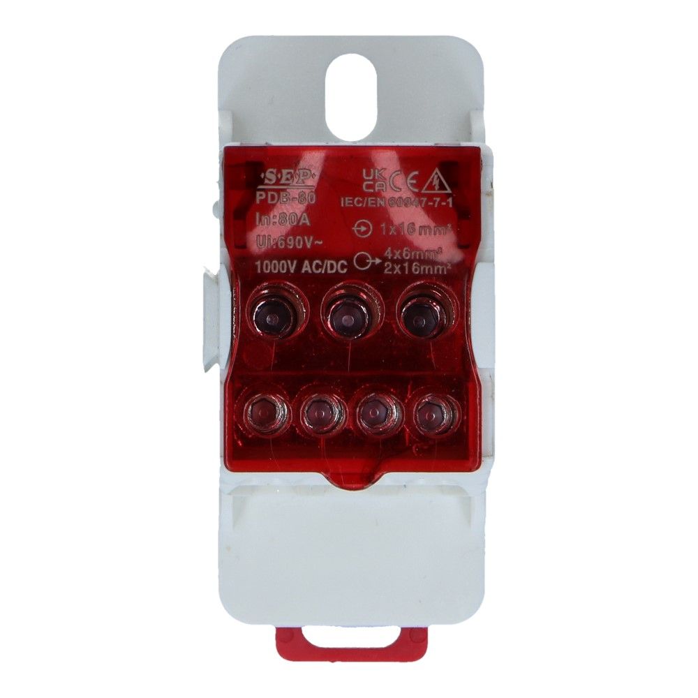 Aftakklem PDB 80A 1x16mm² - 4x6mm² 2x16mm² 3kA
