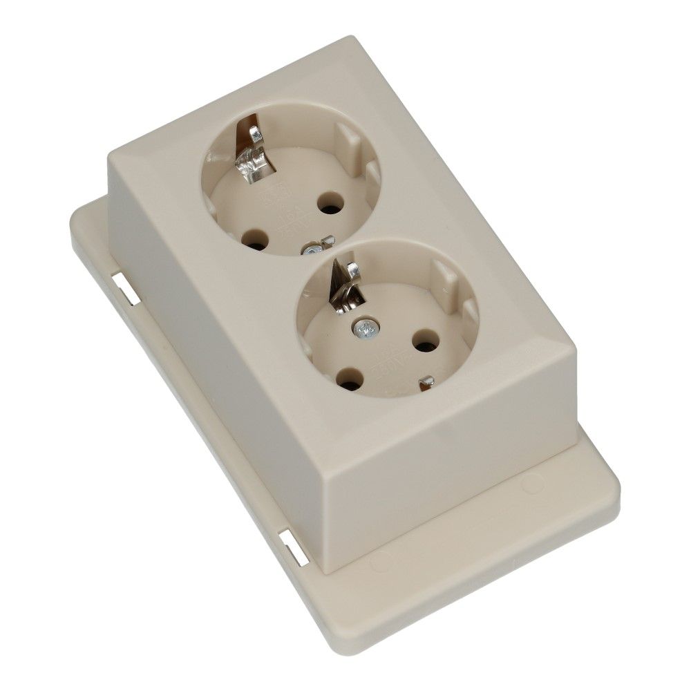 Deksel met 2-voudige contactdoos voor universele lasdoos Creme