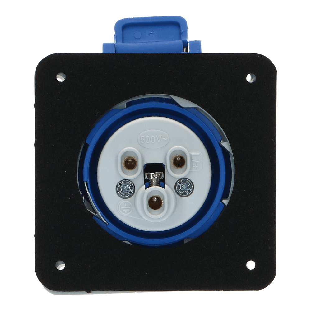 CEE female 3 polig 6H 16A IP54 inbouw wcd 220-240VAC recht