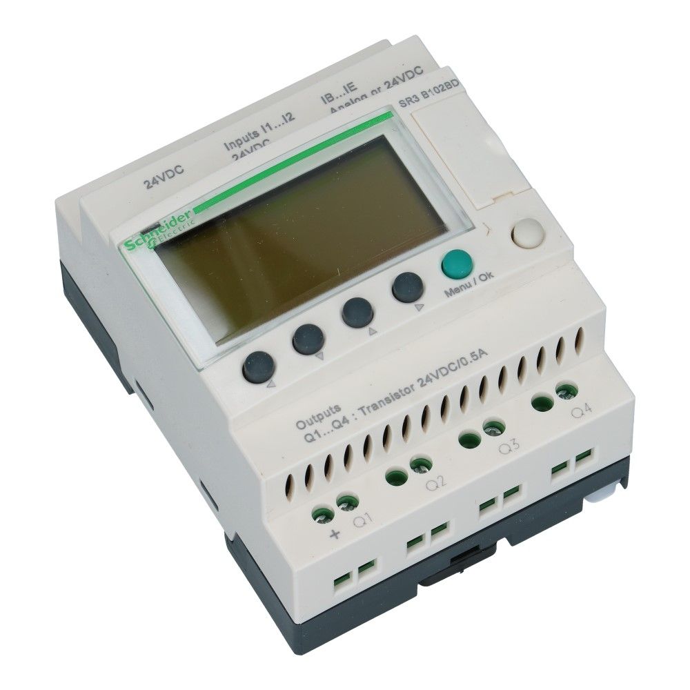 Zelio PLC met klok 10I-O 6in 4uit met scherm 24VDC SSR