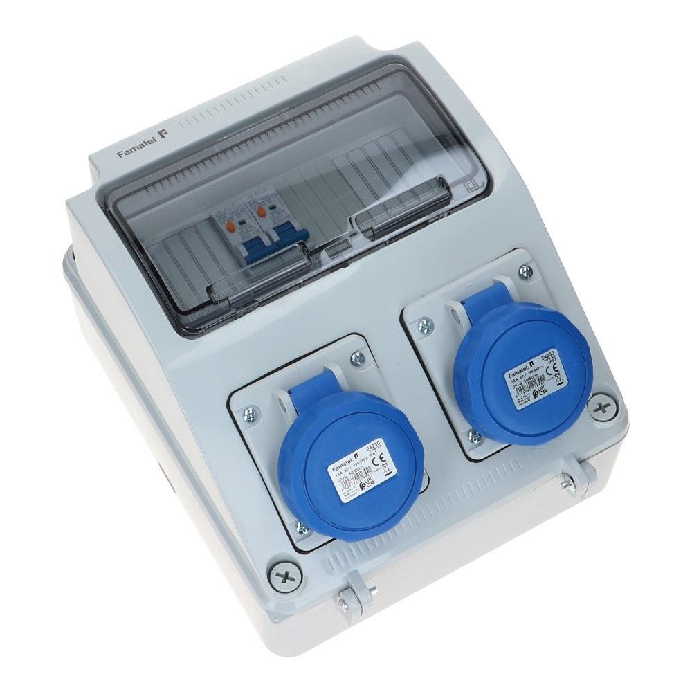 Wandverdeelkast IP65 beveiligd: 2x CEE 16A 3p