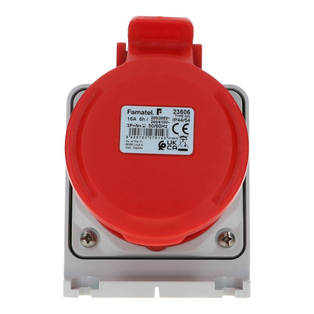 CEE female 5 polig 6H 16A IP44 wcd 380-415 VAC + schuko wcd