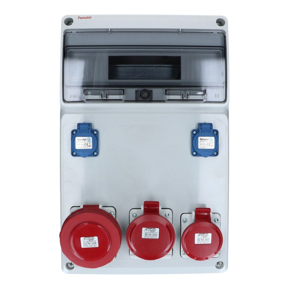 Wandverdeelkast voorbedraad IP44 1x CEE 63A 5p 1x32A 5p 1x16A 5p 2x schuko
