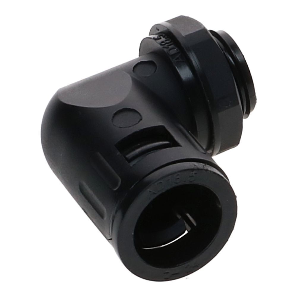 M20 haakse snelconnector flexibele buis zwart 19mm