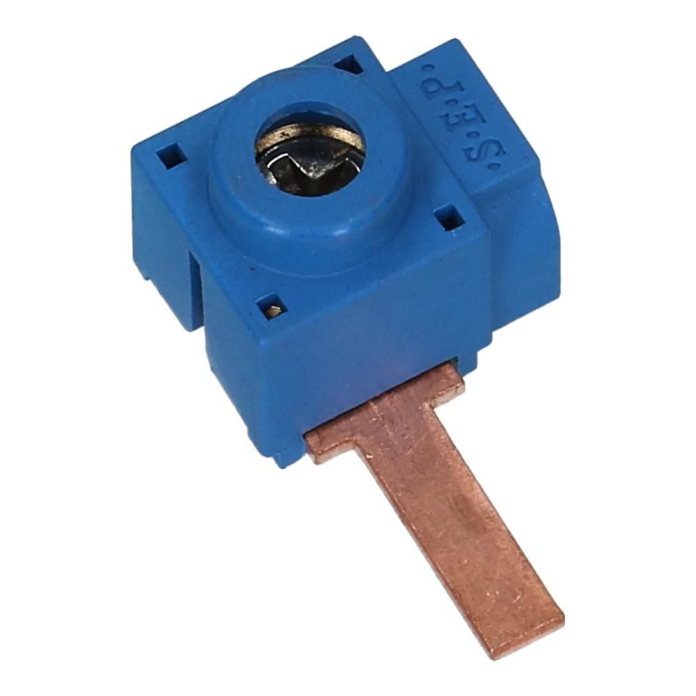 Aftakblok pin blauw 1 fase 25mm² stift 15mm zijkant