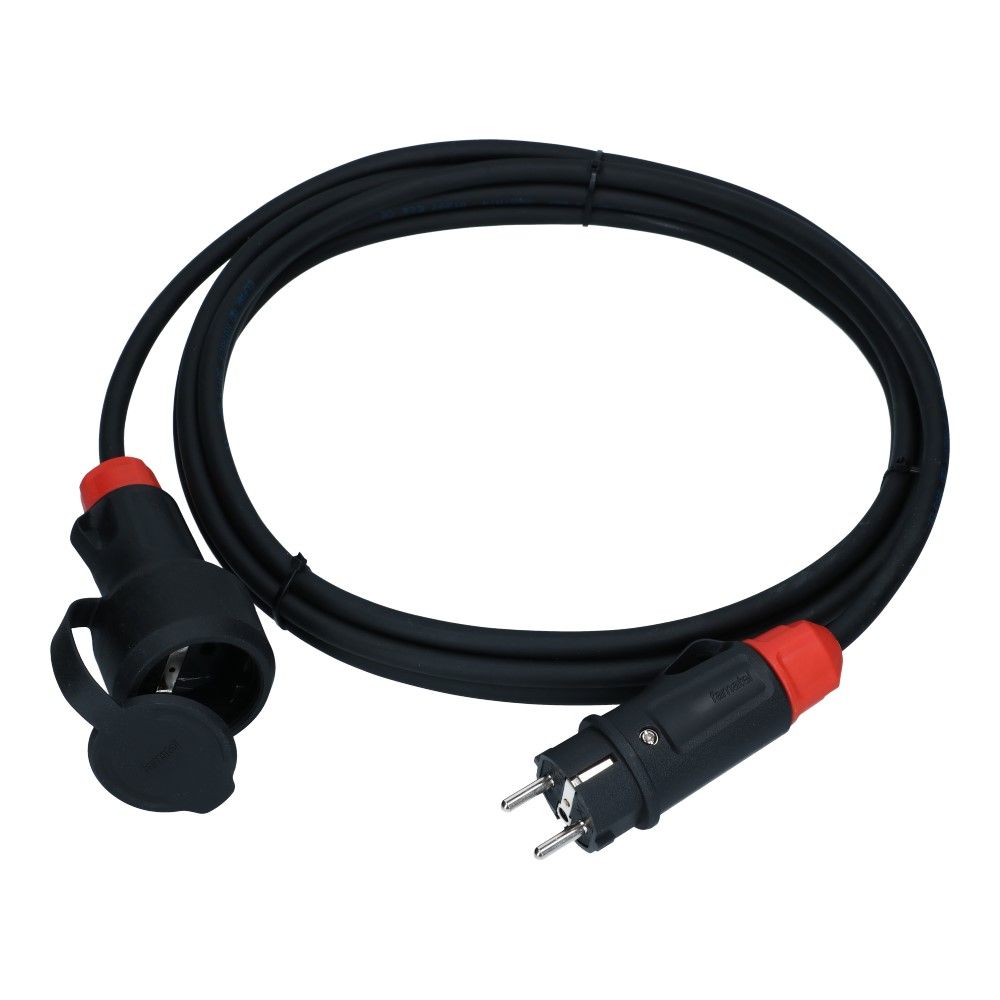 Verlengkabel Schuko zwart 5 meter RA 3500W IP44