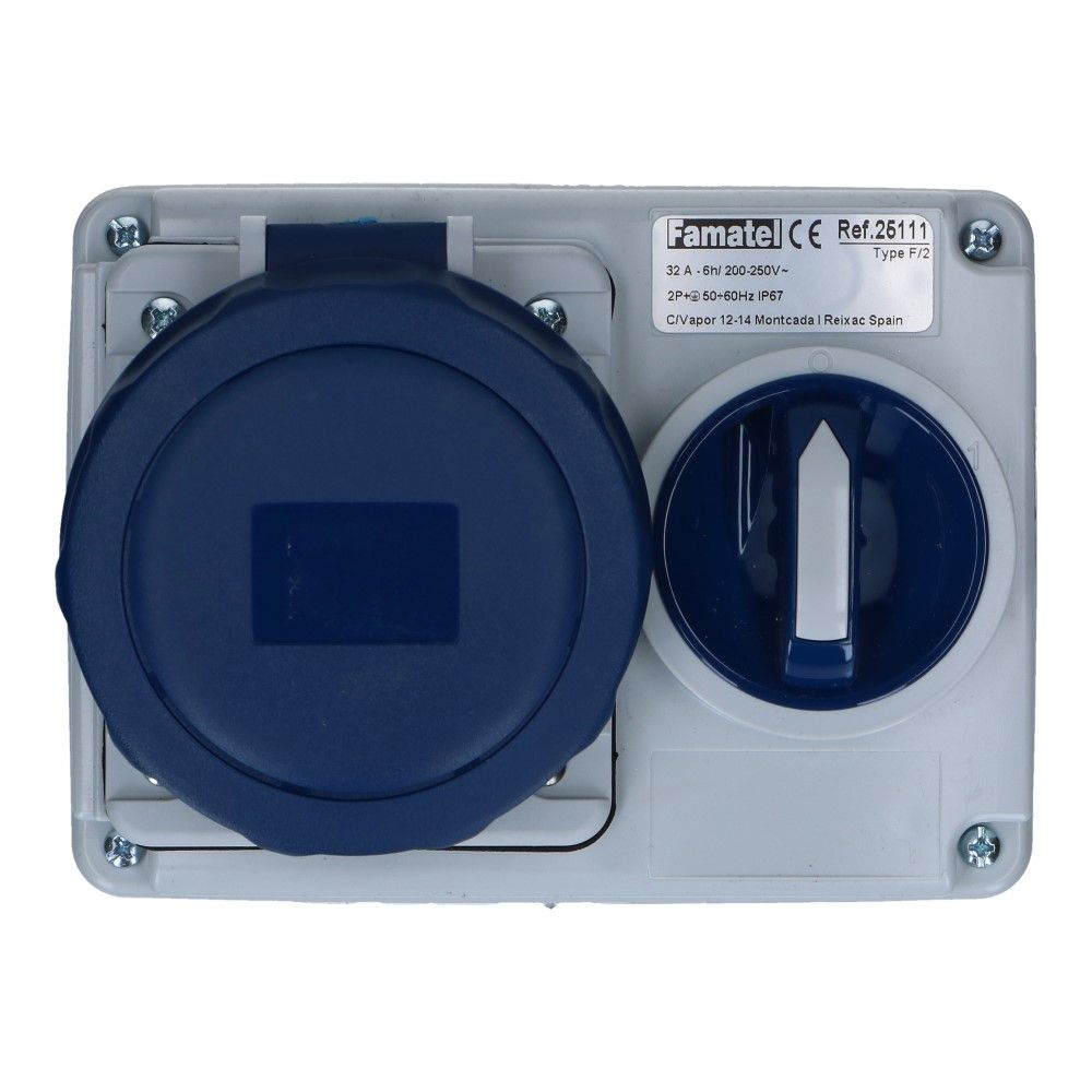 CEE schakel female 3 polig 6H 32A IP67 opbouw wcd 220-240VAC