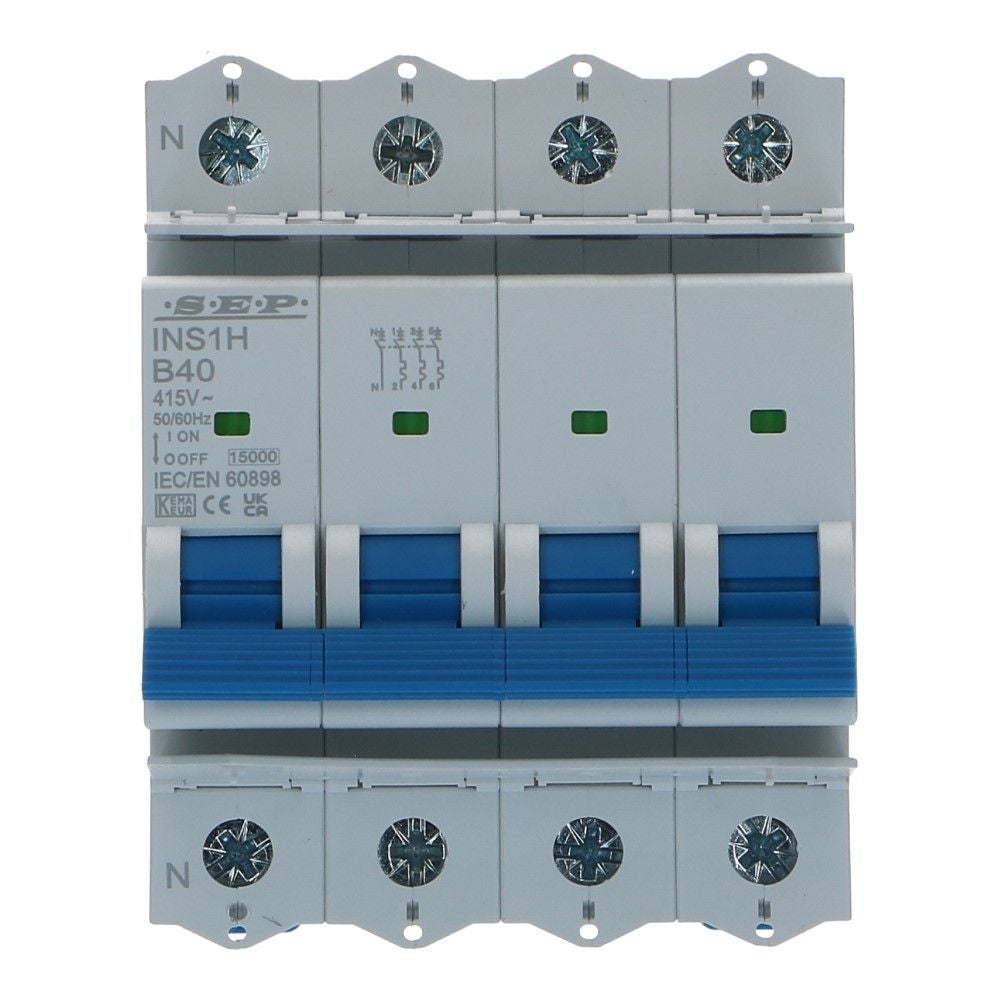 Installatieautomaat  3 polig + nul 50A karakteristiek B 15kA INS1H