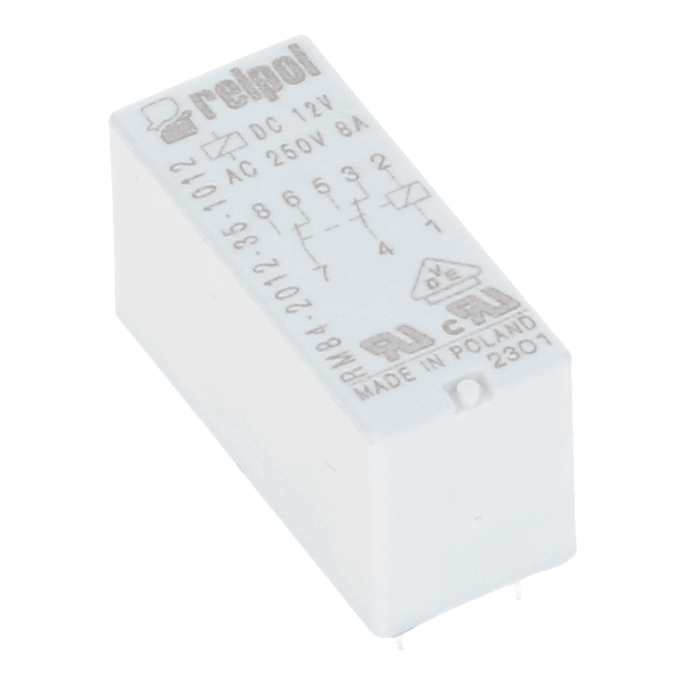 Relais 2xwissel 8A 12VDC