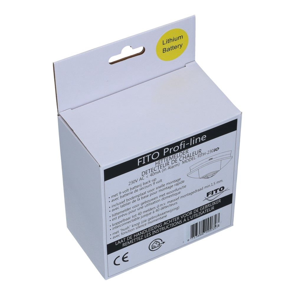 Hittemelder koppelbaar 230VAC met lithium backup