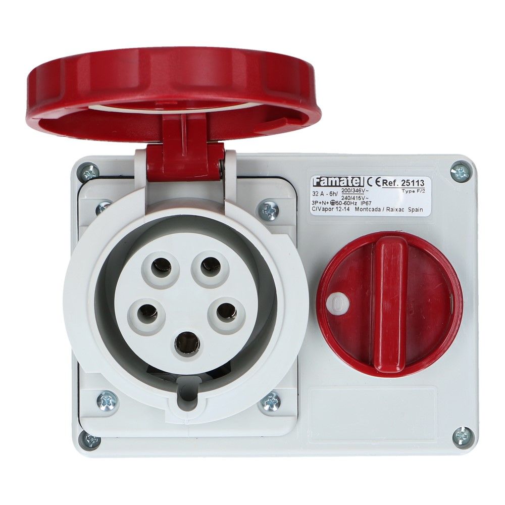 CEE schakel female 5 polig 6H 32A IP67 opbouw wcd 380-415VAC