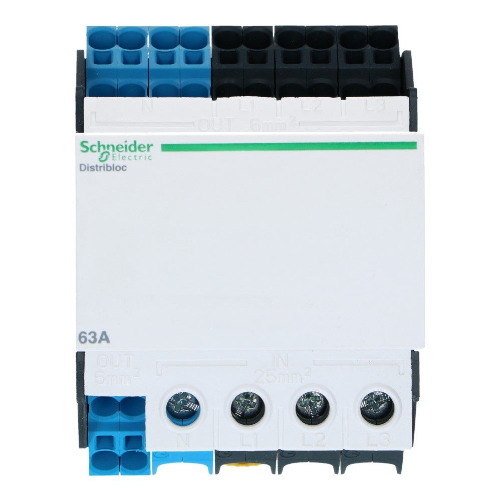 Verdeelblok DX 63A onder 4 rijen 6 aansluitingen 500VAC