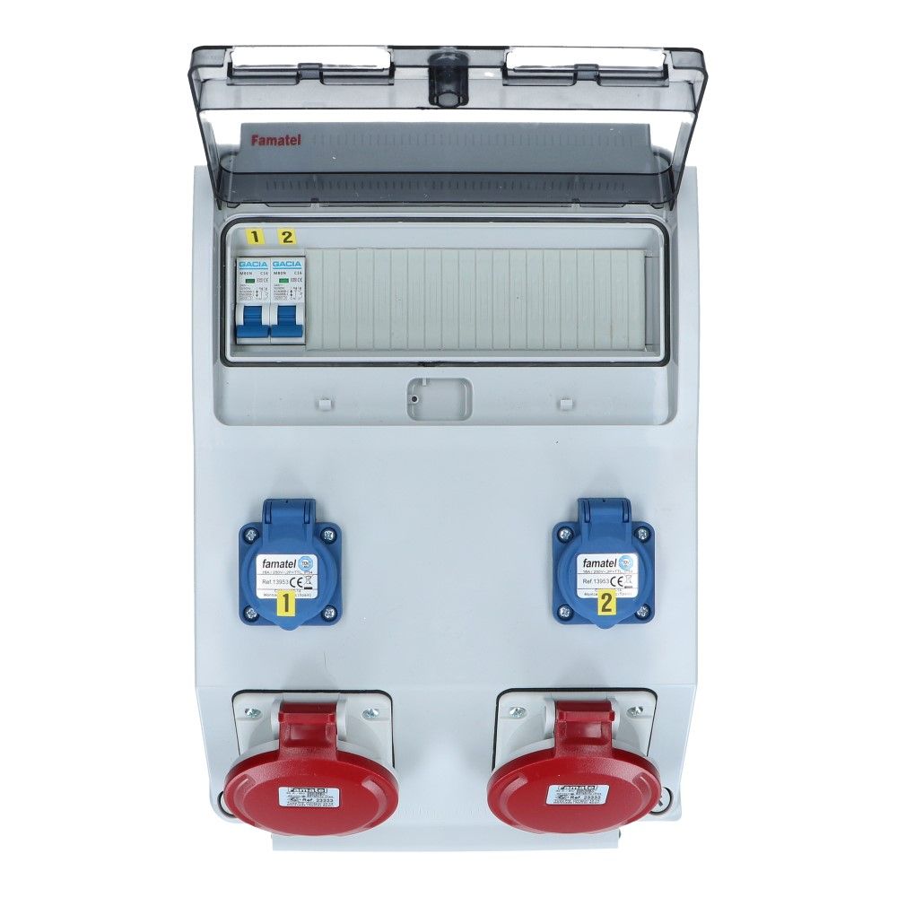 Wandverdeelkast IP44 2x CEE 32A 5p beveiligd: 2x schuko