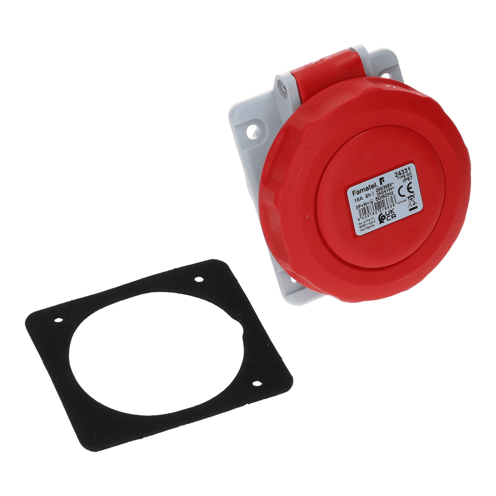 CEE female 5 polig 6H 16A IP67 inbouw wcd 380-415VAC