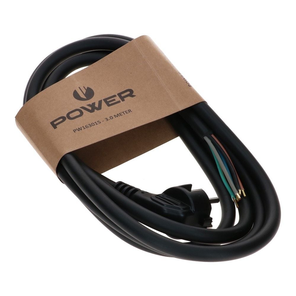 Perilex stekker 16A haaks 3mtr zwart 5x 1.5mm2