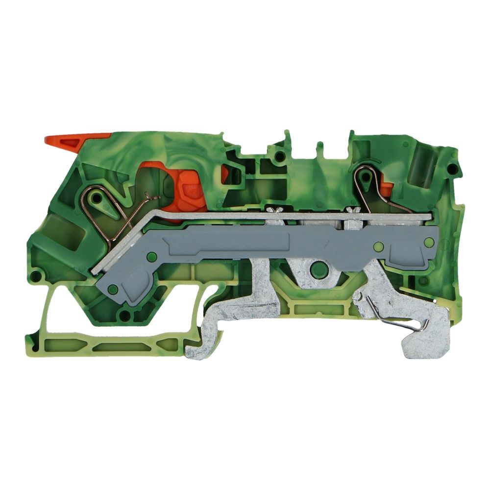 WAGO montageklem hendel en drukknop 6mm² geel groen