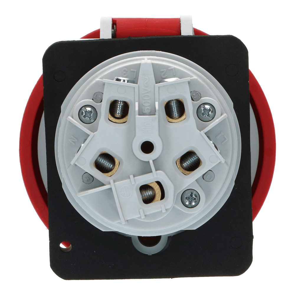 CEE female 5 polig 6H 63A IP67 inbouw wcd 380-415VAC schuin