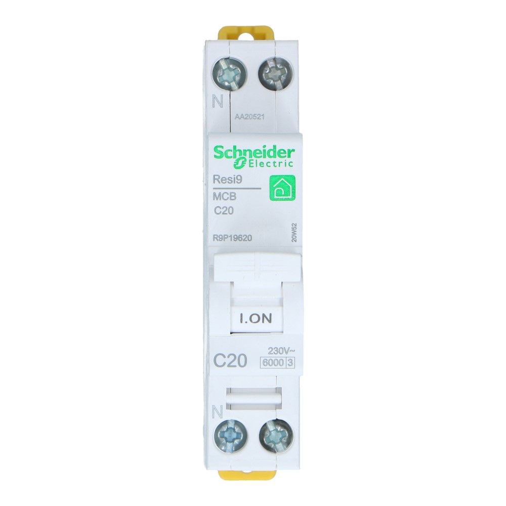 Installatieautomaat 1 polig + nul 20A kar C 6kA Resi9