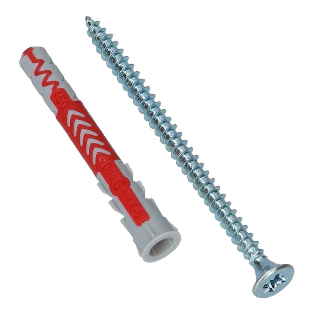DuoPower plug universele 6x50mm met schroef 4.5x70mm PZ2 - 50 stuks