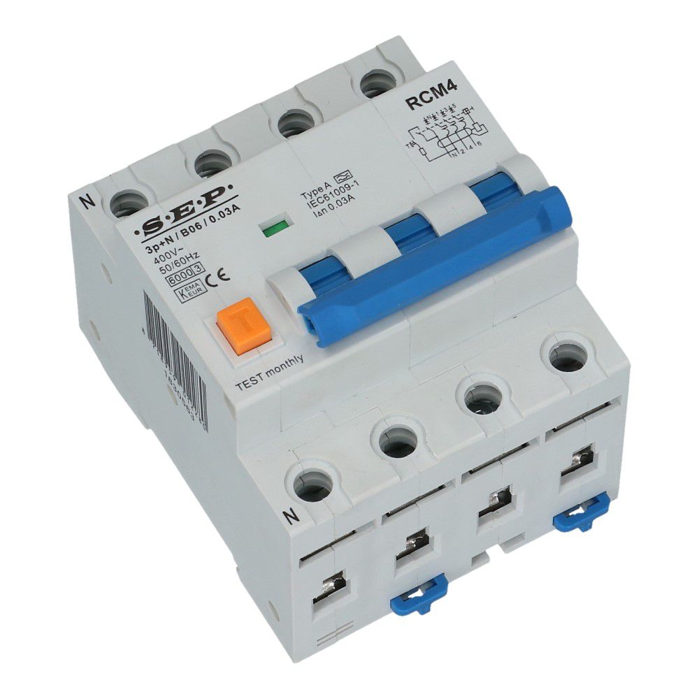 Aardlekautomaat B 10A 3 polig + nul 100mA 6kA